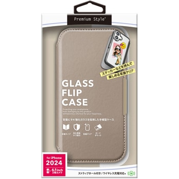 iPhone 16用 ガラスフリップケース [ベージュ] PGA