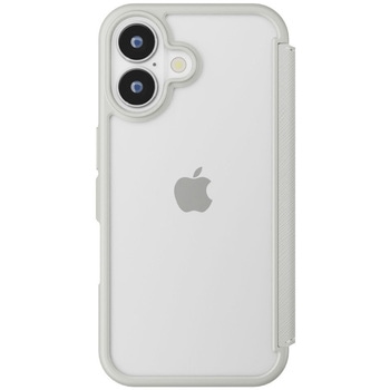 iPhone 16用 ガラスフリップケース [サフィアーノ調/グレー] PGA