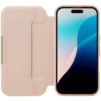 iPhone 16用 ガラスフリップケース [サフィアーノ調/ピンク] PGA