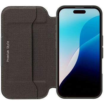 iPhone 16用 ガラスフリップケース [キャンバス/チャコールグレー] PGA