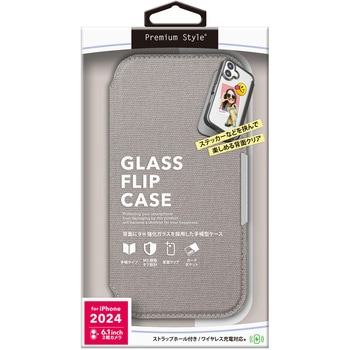 iPhone 16用 ガラスフリップケース [キャンバス/ライトグレー] PGA