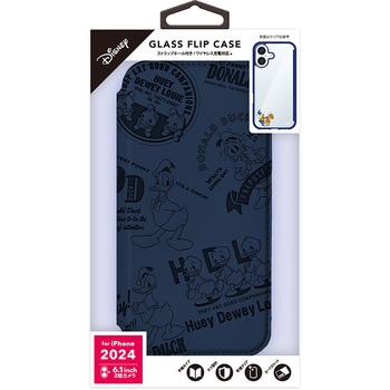 iPhone 16用 ガラスフリップケース [ドナルドダック] PGA