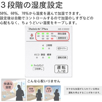 ハイブリッド式加湿器 Cタイプ 木造5畳まで/コンクリート8畳まで HD-C300H(W) ダイニチ工業