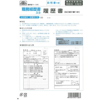 職務経歴書入り履歴書 日本法令