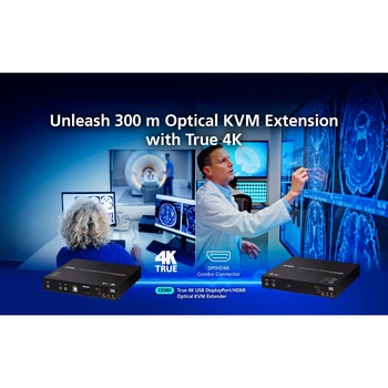 DisplayPort/HDMI 光ファイバーKVMエクステンダー(4K60p @ 300m) ATEN