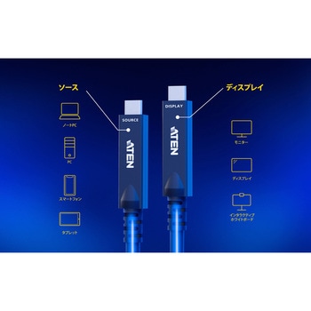 10m 4k60p DP alt mode 対応 USB-C ファイバーケーブル ATEN