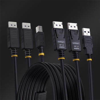 KVMケーブル/1.8m/デュアルDisplayPort 1.2 + USB 5Gbps Type-A & Type-B/4K60Hz/2画面対応 PC パソコン切替器用 多機種対応ケーブル - StarTech.com