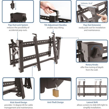 テレビ壁掛け金具/45-70インチ/耐荷重70 kg/VESA対応/ポップアウト式/施錠可能/多角度微調整機能/薄型液晶テレビ ディスプレイ 壁掛け金具 StarTech.com