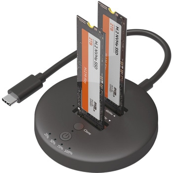 クローン対応 USB 20Gbps M.2 NVMe SSDスタンド 2スロット アイネックス