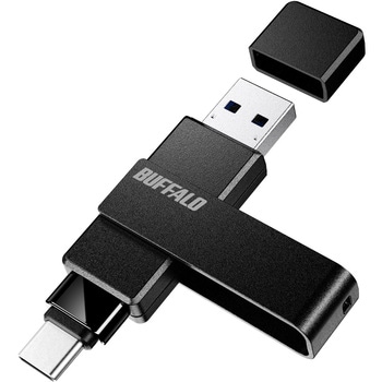 USB3.2(Gen1)対応 Type-AC両対応 回転式USBメモリー 128GB ブラック BUFFALO(バッファロー)