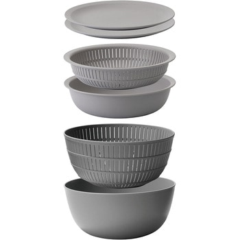 米とぎにも使えるザルとボウル6点セット  グレー ライクイット