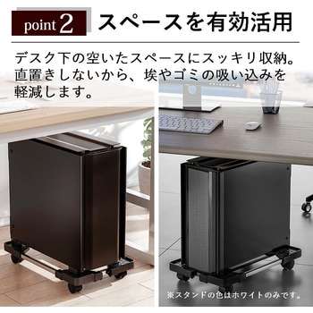 CPUスタンド キャスター付 ホワイト メディアカバーマーケット