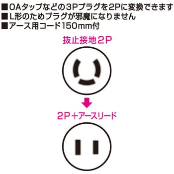 A-15H L型抜止アダプター 電源タップ コンセント コードなし 簡単 1個