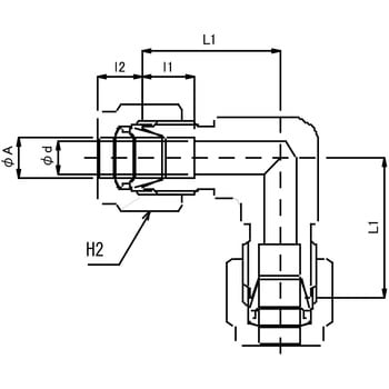 黄銅製 Wフェルール L型 フレヤードユニオン 群協製作所