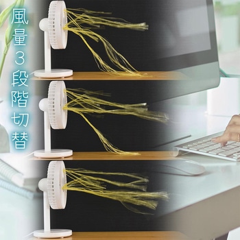 USB卓上ミニファン ホワイト 風量3段階 角度調整可 - オーム電機