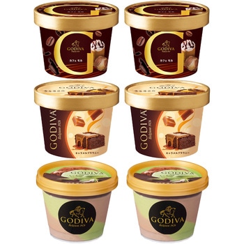 [冷凍]ゴディバ カップアイス3種セット(各2個)(カフェモカ・キャラメルブラウニー・ピスタチオ チョコレート) ゴディバ