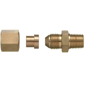 真鍮製  銅管用スリーブ付フレアタイプ継手 メールコネクター(テーパーねじタイプ) 三興マテリアルサプライ
