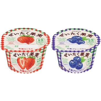 [冷蔵]オハヨー乳業 ぜいたく果実ヨーグルト 2種セット(旬摘みいちご・大粒ブルーベリー)各6個 OHAYO