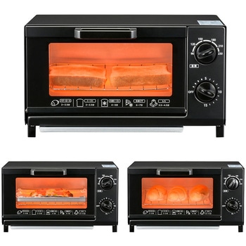 オーブントースター ブラック 1000W トレー付 オーム電機