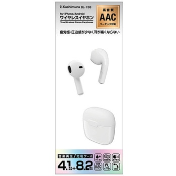 完全ワイヤレス ステレオイヤホン インナーイヤーAAC/防水 WH カシムラ