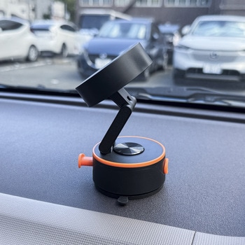 MagSafe対応 車載ホルダー ダッシュボード用 真空吸着固定 Cタイプ ブラック MagSafe非対応機種・ケースも使える 車体固定補助 - Smart Stock