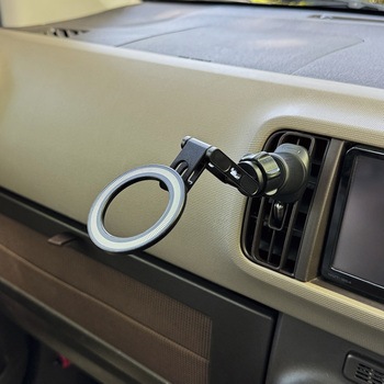 MagSafe対応 車載ホルダー エアコン吹き出し口用 ロングアーム Bタイプ ブラック MagSafe非対応機種・ケースも使える - Smart Stock