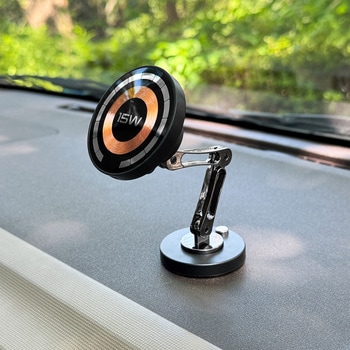 MagSafe対応 車載ワイヤレス充電器 ダッシュボード用 粘着固定 ロングアーム Aタイプ ブラック MagSafe非対応機種・ケースOK Smart Stock