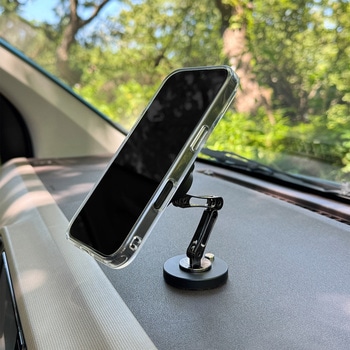 MagSafe対応 車載ワイヤレス充電器 ダッシュボード用 粘着固定 ロングアーム Aタイプ ブラック MagSafe非対応機種・ケースOK Smart Stock