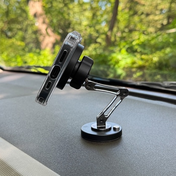 MagSafe対応 車載ワイヤレス充電器 ダッシュボード用 粘着固定 ロングアーム Aタイプ ブラック MagSafe非対応機種・ケースOK Smart Stock