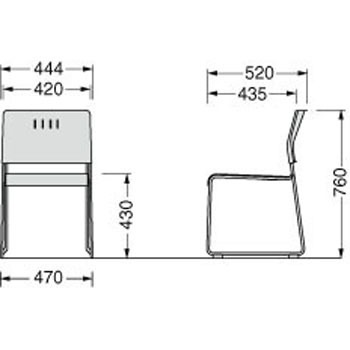 No.725 スタッキングチェアー 1台 LION (ライオン事務器) 【通販