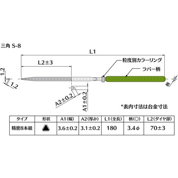 ダイヤモンド電着ヤスリ 三角 インターナショナルダイヤ