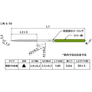 ダイヤモンド電着ヤスリ 三角 インターナショナルダイヤ