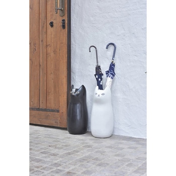 傘立て シンプル 陶器 マット コンパクト スリム ねこ 猫 かわいい ホームテイスト