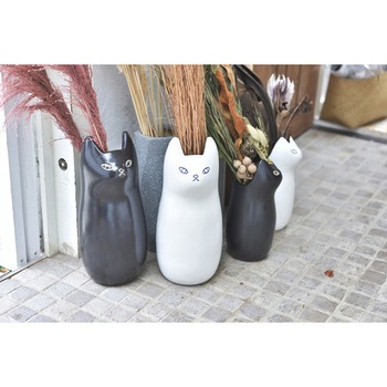 傘立て シンプル 陶器 マット コンパクト スリム ねこ 猫 かわいい ホームテイスト