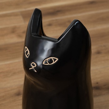 傘立て シンプル 陶器 マット コンパクト スリム ねこ 猫 かわいい ホームテイスト