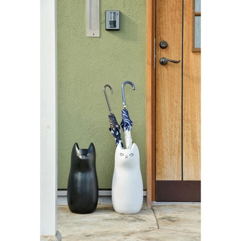 傘立て シンプル 陶器 マット コンパクト スリム ねこ 猫 かわいい ホームテイスト