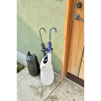 傘立て シンプル 陶器 マット コンパクト スリム ねこ 猫 かわいい ホームテイスト
