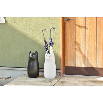 傘立て シンプル 陶器 マット コンパクト スリム ねこ 猫 かわいい ホームテイスト