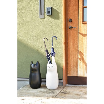 傘立て シンプル 陶器 マット コンパクト スリム ねこ 猫 かわいい ホームテイスト