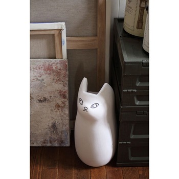 傘立て シンプル 陶器 マット コンパクト スリム ねこ 猫 かわいい ホームテイスト