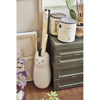 傘立て シンプル 陶器 マット コンパクト スリム ねこ 猫 かわいい ホームテイスト