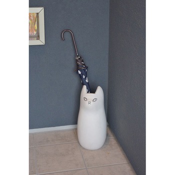 傘立て シンプル 陶器 マット コンパクト スリム ねこ 猫 かわいい ホームテイスト