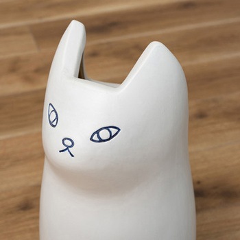 傘立て シンプル 陶器 マット コンパクト スリム ねこ 猫 かわいい ホームテイスト