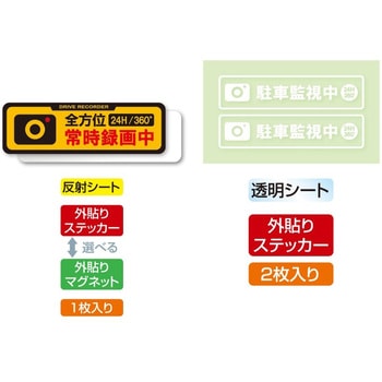 常時録画中ドライブレコーダーステッカー リア1枚 サイド2枚 槌屋ヤック