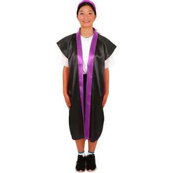 サテンロングハッピ(ハチマキ付) 襟紫 - アーテック[学校教材・教育玩具]