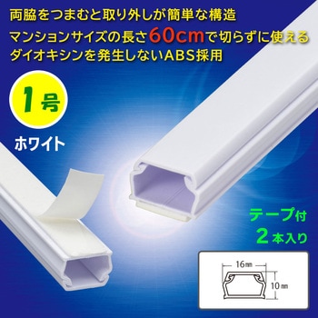 テープ付ABSモール 1号 60cm 2本入 オーム電機