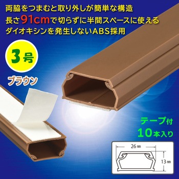 テープ付ABSモール 3号 91cm 10本入 オーム電機