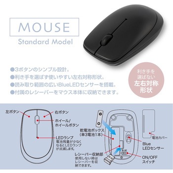 無線3ボタンマウス ナカバヤシ