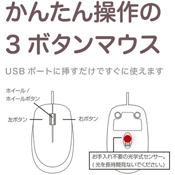 有線3ボタン光学式マウスG - ナカバヤシ