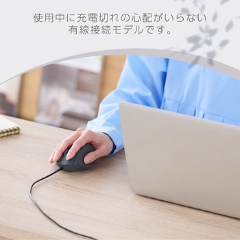 有線 USB マウス 静音 3ボタン エルゴノミクス 抗菌 Mサイズ SHELLPHA エレコム